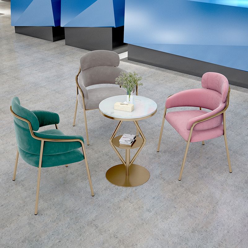 Glam Velvet Arm Dining Chairs Metal Dining Chair for Restaurant Use Clearhalo ' kitchen&dining_furn' 'Dining Chairs' 'Dining Tables & Seating' 'dining_chair' 'furn' 'furn_dining_chair' 'Furniture' 'furniture_dining_chair' 'Kitchen & Dining Furniture' 'kitchen' 1200x1200_16ef6eee-53c6-47dc-a225-15fc22e63d3c