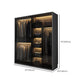 Modern Style Glass Wardrobe Bedroom Wardrobe Closet with 1 Drawer