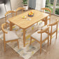 Rubberwood Solid Wood Dining Table Mid-Century Rectangle Table in Natural and Walnut