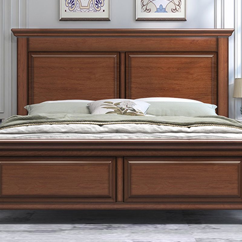 Mid-Century Modern Standard Bed Mahogany Espresso Panel Bed with Headboard Clearhalo 'Bedroom Furniture' 'Beds' 'furn' 'furn_beds' 'Furniture' 1200x1200_16f2e5e6-b7a2-4599-b8aa-81af92582a83
