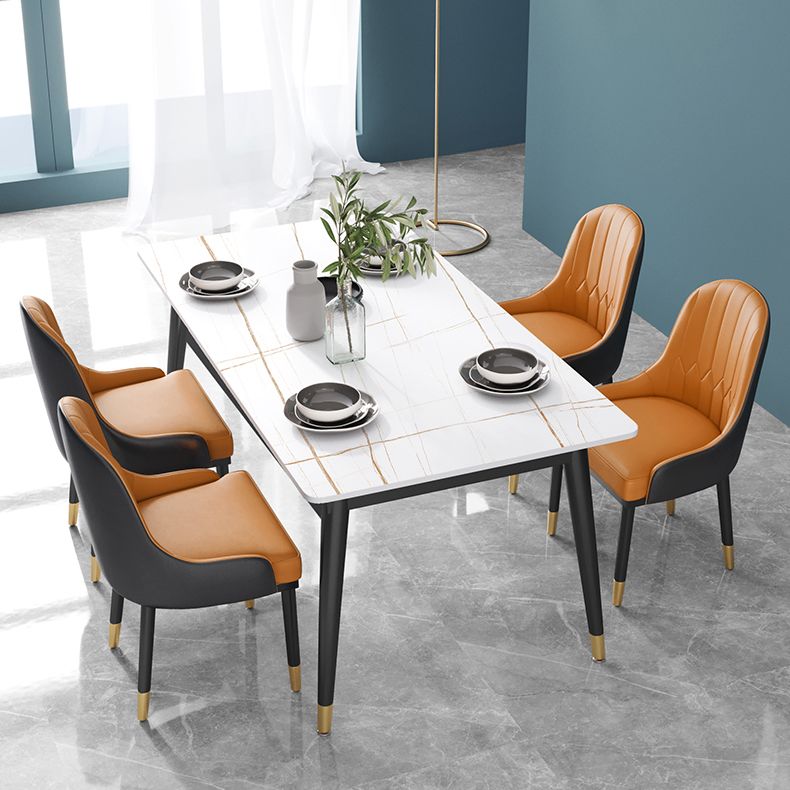 Glam Rectangle 1/3/4/5/7 Pieces Dinette Set Metal Legs Indoor Dining Table Set Clearhalo 'Dining Room Sets' 'Dining Tables & Seating' 'dining_room_set' 'furn' 'furn_dining_room_set' 'Furniture' 'Kitchen & Dining Furniture' 1200x1200_16f334da-d320-49df-b882-5ade3898b80a