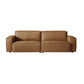 Solid Color Genuine Leather Bonus Room Square Arm 3-seater Sofa