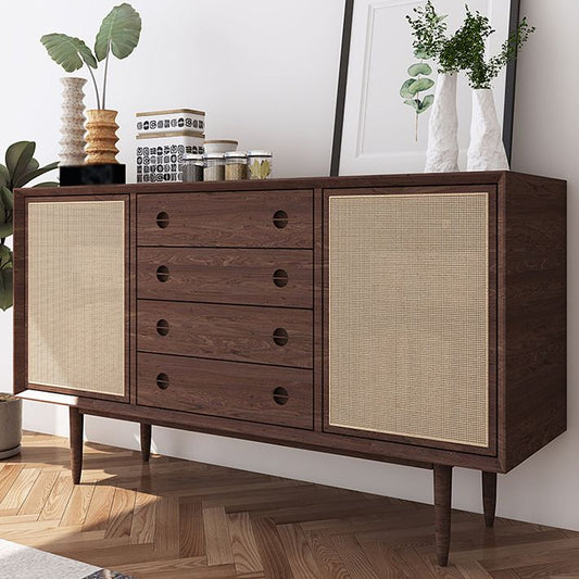 Modern Simple Sideboard Wood 4 Lade en 2 Deuren keukenkastkast