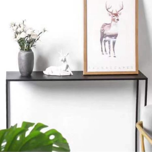 Metal Rectangle Console Table 9.8 Inch Wide Contemporary End Table Clearhalo 'Console Tables' 'console_tables' 'Entry & Mudroom Furniture' 'furn' 'furn_console_tables' 'Furniture' 1200x1200_16f655e3-d6d3-420b-901e-2524108a09bd