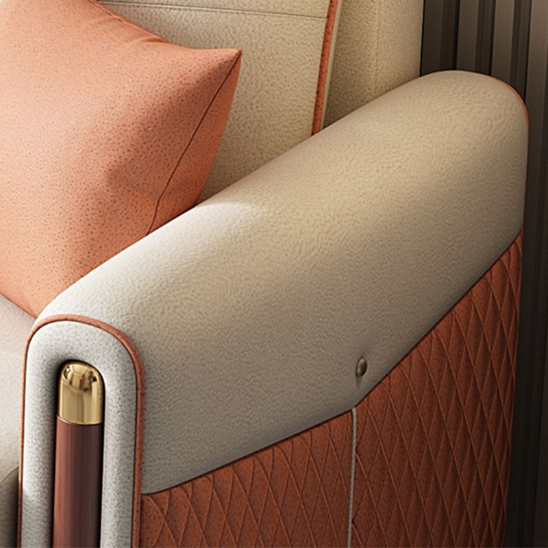 Cama de sofá de cuero sintética contemporánea 37.40 "Sofá para dormir beige de ancho