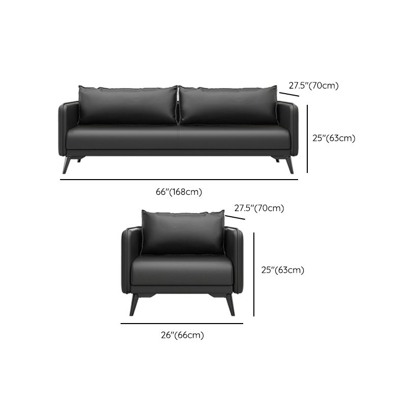 Sofá de almohada de cuero asiento de brazo cuadrado para sala de estar