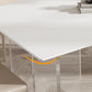 Mesa de comedor rectangular moderna Mesa base acrílica de piedra sinterizada blanca