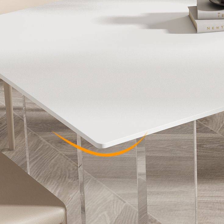 Mesa de comedor rectangular moderna Mesa base acrílica de piedra sinterizada blanca