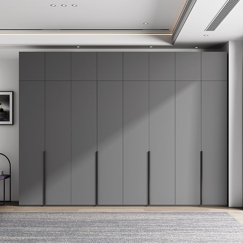 Contemporary Grey Storage Cabinet with Garment Rod Hinged Door Cabinet for Bedroom Clearhalo 'Armoires & Wardrobes' 'armoires_wardrobes' 'Bedroom Furniture' 'furn' 'furn_armoires_wardrobes' 'Furniture' 1200x1200_16f92097-d2a5-4890-8b1f-dd2517bfcafd