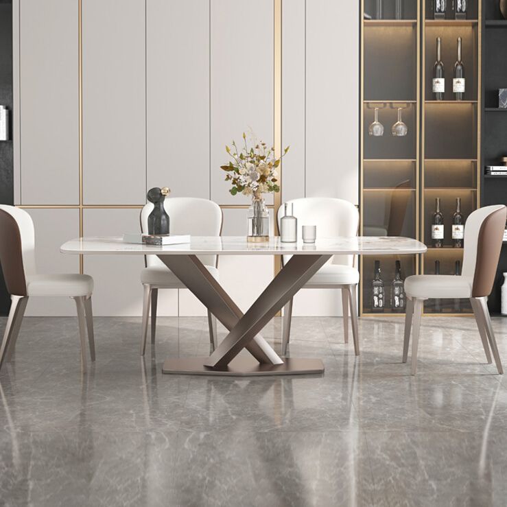 Traditional Luxury Dining Table Rectangle Sintered Stone Dining Table with Pedestal Base Clearhalo ' dining_table' 'Dining Tables & Seating' 'Dining Tables' 'furn' 'furn_dining_table' 'Furniture' 'furniture_dining_table' 'Kitchen & Dining Furniture' 'kitchen&dining_furn' 'kitchen' 'kitchen_dining_table' 1200x1200_16fa6fdb-d543-4bdc-8c27-349c539b1886