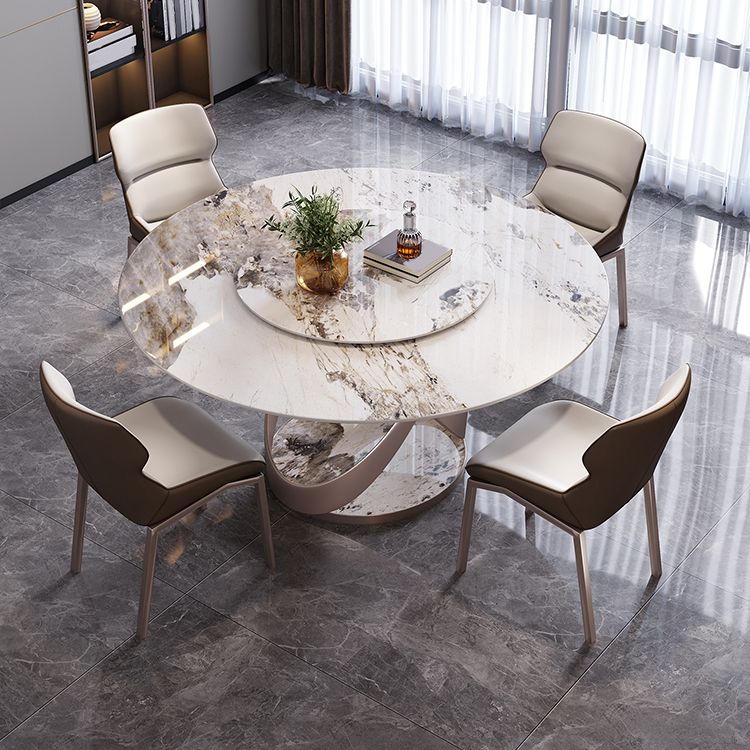 Nordic Glam Sintered Stone Round Table Set 1/4/5/7 Pieces Dining Set for Kitchen Clearhalo 'Dining Room Sets' 'Dining Tables & Seating' 'dining_room_set' 'furn' 'furn_dining_room_set' 'Furniture' 'Kitchen & Dining Furniture' 1200x1200_1704adce-5cfa-49c2-938e-e1408cb73f72