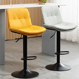 Contemporary Metal Barstool Faux Leather Footrest Adjustable Low Back Counter Stool