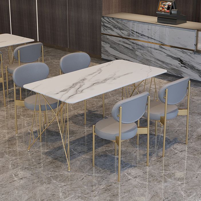 Glam Stone Top Dining Table Set 1/2/5 Pieces Rectangle White Indoor Dinette Set Clearhalo 'Dining Room Sets' 'Dining Tables & Seating' 'dining_room_set' 'furn' 'furn_dining_room_set' 'Furniture' 'Kitchen & Dining Furniture' 1200x1200_17089481-20f2-4d20-bc4b-86180447302a