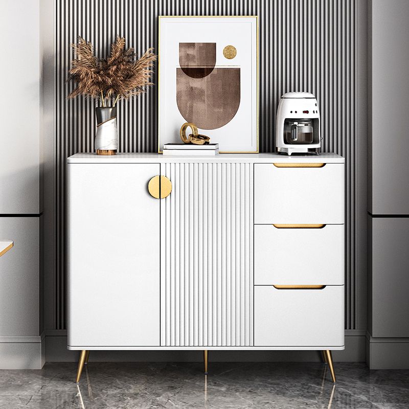 Gabinete paralero de la sala de estar de madera Glam Credenza con almacenamiento y cajones