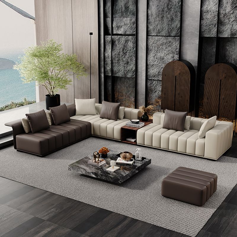 Contemporary Sofa Faux Leather Tufted Off-White Convertible Sofa for Living Room Clearhalo 'furn' 'furn_sofas' 'Furniture' 'Living Room Furniture' 'Sofa' 'sofas' 1200x1200_170b030e-d24f-4d31-9020-0f9a1705a875