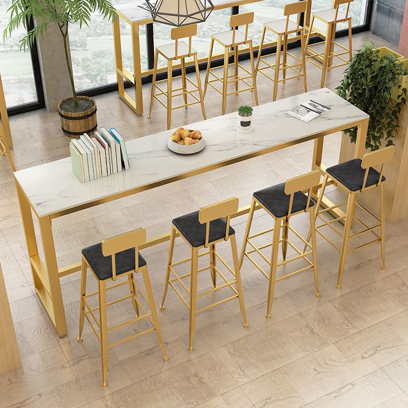 Glam Bar-height Table Rectangular and White Top Table for Living Room Clearhalo 'Bar Furniture' 'Bar Tables' 'bar_tables' 'furn' 'furn_bar_tables' 'Furniture' 'Kitchen & Dining Furniture' 1200x1200_170b6e8b-547a-4928-b772-d1737fefd4f1