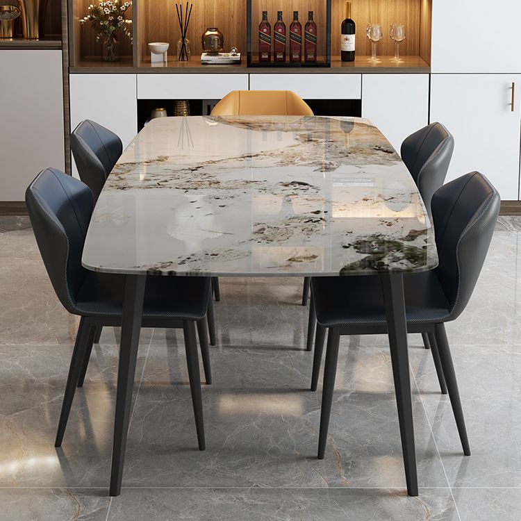 Sintered Stone Top Dining Table Rectangle Table with Metal 4 Legs for Restaurant Clearhalo 'Dining Tables & Seating' 'Dining Tables' 'dining_table' 'furn' 'furn_dining_table' 'Furniture' 'furniture_dining_table' 'Kitchen & Dining Furniture' 'kitchen' 'kitchen_dining_table' 1200x1200_170d35f4-57d2-4696-a394-28be99b790d3