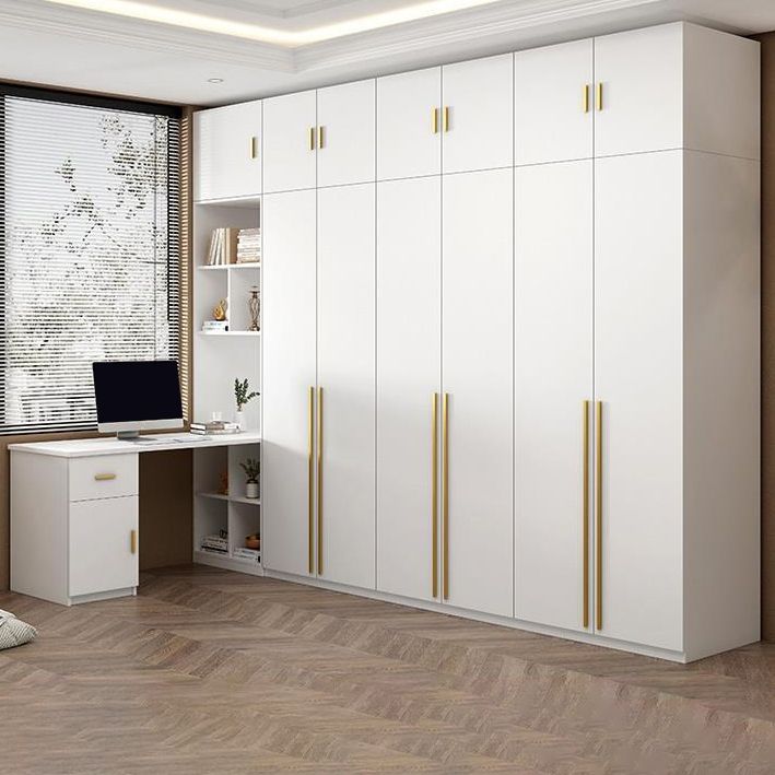 White Wooden Wardrobe Contemporary Style Wardrobe Closet with Drawer Clearhalo 'Armoires & Wardrobes' 'armoires_wardrobes' 'Bedroom Furniture' 'furn' 'furn_armoires_wardrobes' 'Furniture' 1200x1200_170e3848-4af5-46c7-b0b2-aee8dd8c4b41