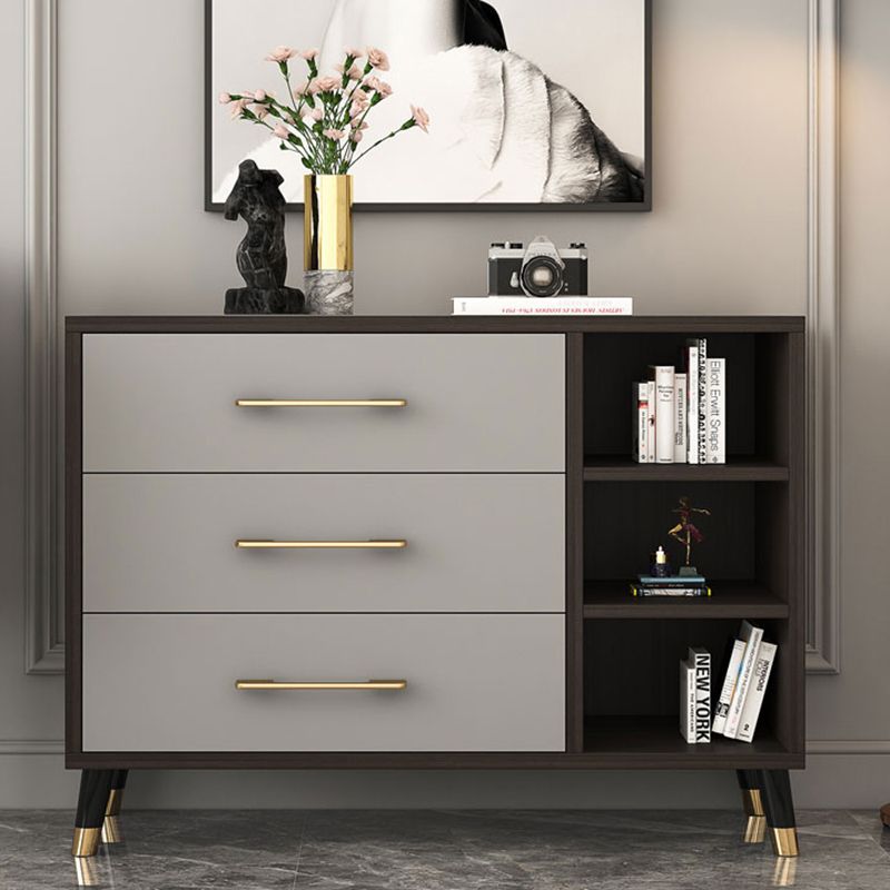 Classic Glam Wood Dresser Gray Soft-Close Lades Opbergkast