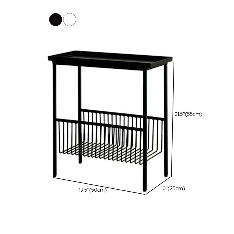 長方形のトレイ上部サイドテーブル鉄4脚エンドテーブルストレージ付き