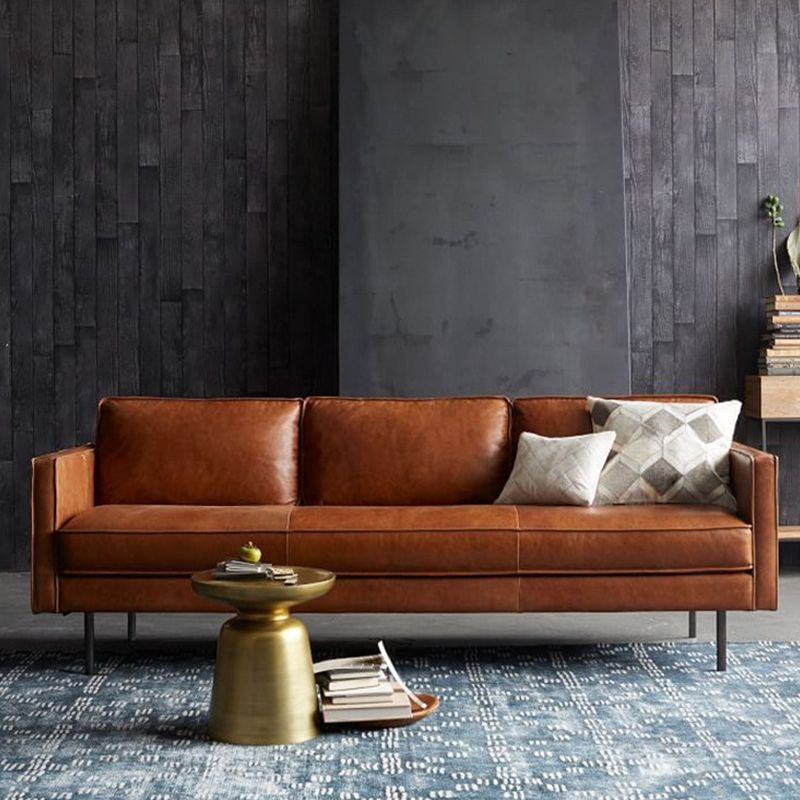 Brown Leather Settee Furniture Loose Back Square Arm Loveseat Clearhalo 'furn' 'furn_sofas' 'Furniture' 'furniture_sofas' 'kitchen' 'kitchen_sofas' 'Living Room Furniture' 'Sofa' 'sofas' 1200x1200_1714aebd-ce41-4592-b8f8-69ed3b7632ec