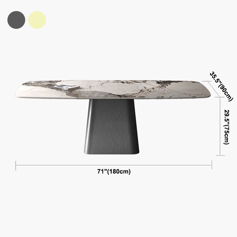 Metal Traditional Luxury Rectangle Table Sintered Stone Indoor Table with Pedestal Base Clearhalo ' dining_table' 'Dining Tables & Seating' 'Dining Tables' 'furn' 'furn_dining_table' 'Furniture' 'furniture_dining_table' 'Kitchen & Dining Furniture' 'kitchen&dining_furn' 'kitchen' 'kitchen_dining_table' 1200x1200_1715072b-c25b-4cd1-9048-876ac4898ab0