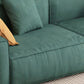 37" Wide Contemporary Sofa Leather Square Arm Green Standard Seating