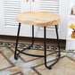 Modern Backless Armless Counter Stool Iron Cashier Bar Stool with Wooden Seat and Pedal