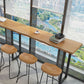 Metal Bar Table Rectangle Wood Top Bistro Pub Table Modern Style Breakfast Table