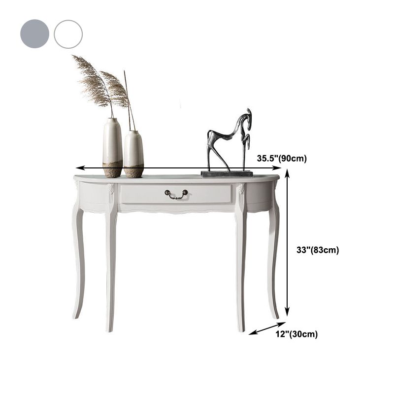 Mesa de consola moderna de mediados de siglo con 1 cajón y 4 piernas de madera