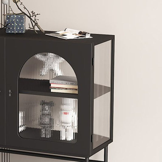 Contemporary Glass Doors Dining Server Metallic Finish Dining Server for Kitchen Clearhalo 'buffet_sideboard' 'Buffets & Sideboards' 'furn' 'furn_buffet_sideboard' 'Furniture' 'Kitchen & Dining Furniture' 1200x1200_1718893a-43ef-4d38-a39d-74f42169a50b