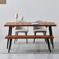 Black Iron Tripod Base Dining Table Modern Industrial Solid Wood Top Table