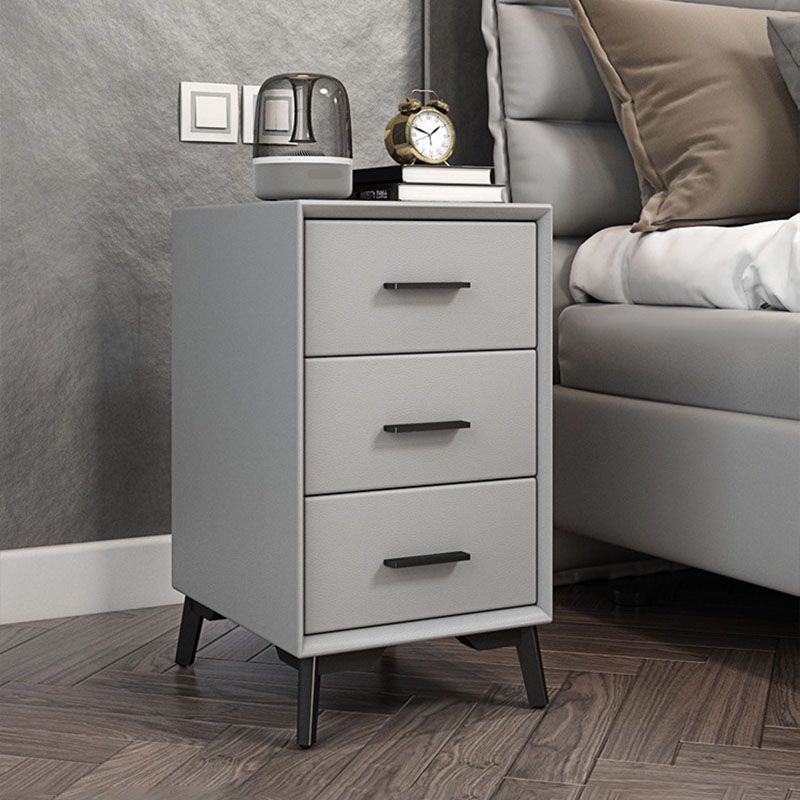 23.62" Tall Faux Leather Night Table 3-drawer Bedside Cabinet with Legs Clearhalo 'Bedroom Furniture' 'furn' 'furn_night_stand' 'Furniture' 'night_stand' 'Nightstands' 1200x1200_171b0b46-951d-4ea6-b203-2e6d8e3ac989