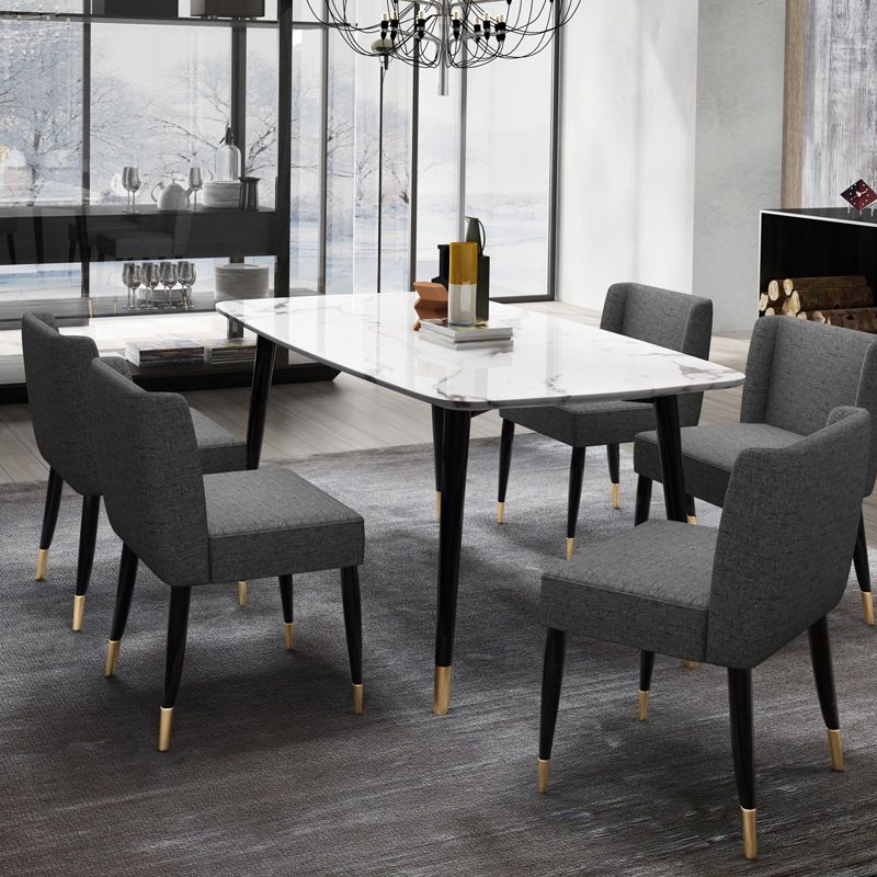 Glam Style Sintered Stone Dining Set Rectangle 1/2/4/6/7 Pieces Dining Set Clearhalo 'Dining Room Sets' 'Dining Tables & Seating' 'dining_room_set' 'furn' 'furn_dining_room_set' 'Furniture' 'Kitchen & Dining Furniture' 1200x1200_171b62da-52fe-4120-bdbc-27d7e3a440e0