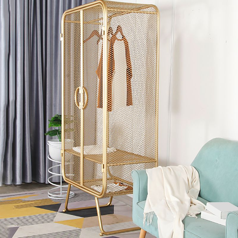 Contemporary Style Wardrobe Cabinet Metal Wardrobe Closet for Bedroom Clearhalo 'Armoires & Wardrobes' 'armoires_wardrobes' 'Bedroom Furniture' 'furn' 'furn_armoires_wardrobes' 'Furniture' 1200x1200_171ccd19-237a-474e-931b-d5c39eab3bb4