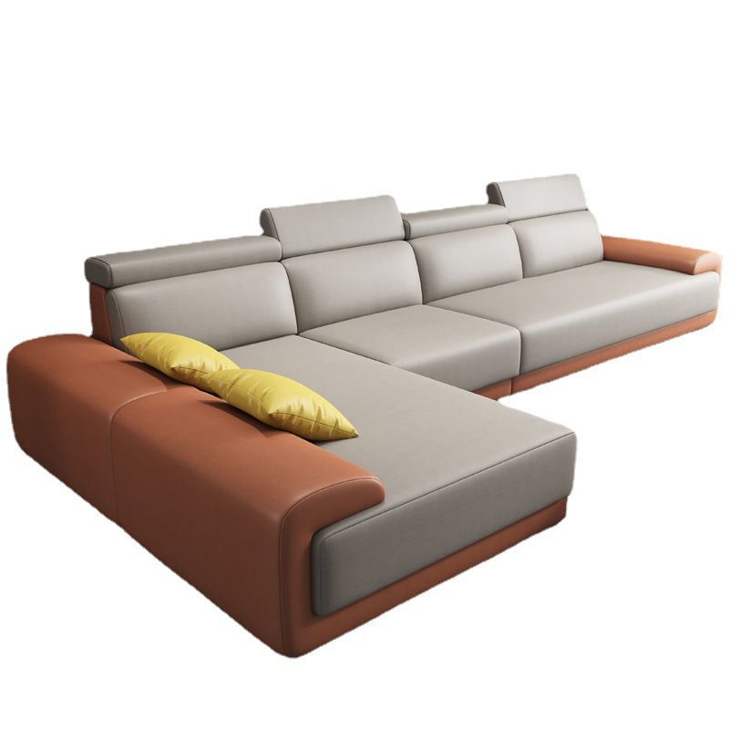 Modern Sectional with Adjustable Head Pillow and Pillow Top Arm Clearhalo 'furn' 'furn_sectionals' 'Furniture' 'Living Room Furniture' 'Sectionals' 1200x1200_1720bc05-a17b-4aeb-8233-43a872fb8d96