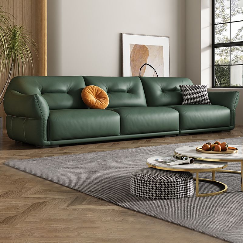 Eigentijdse groene vierkante arm echt leerstationaire bank