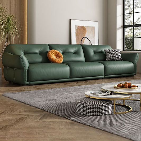 Braccio quadrato verde contemporaneo vera pelle divano stazionario