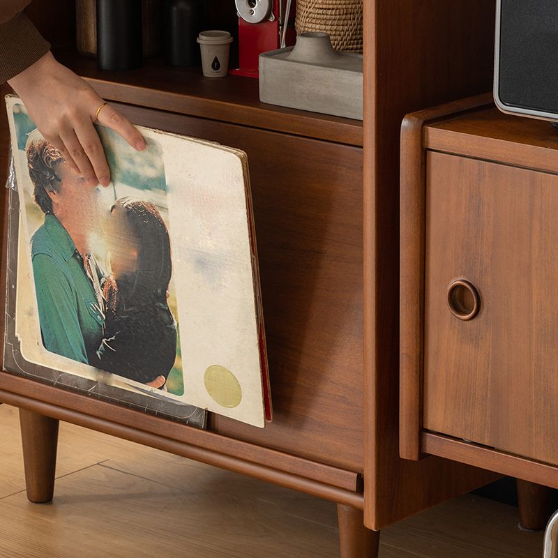 Hedendaagse houten opbergkast met 2 glazen deuren en opslagplank Modern