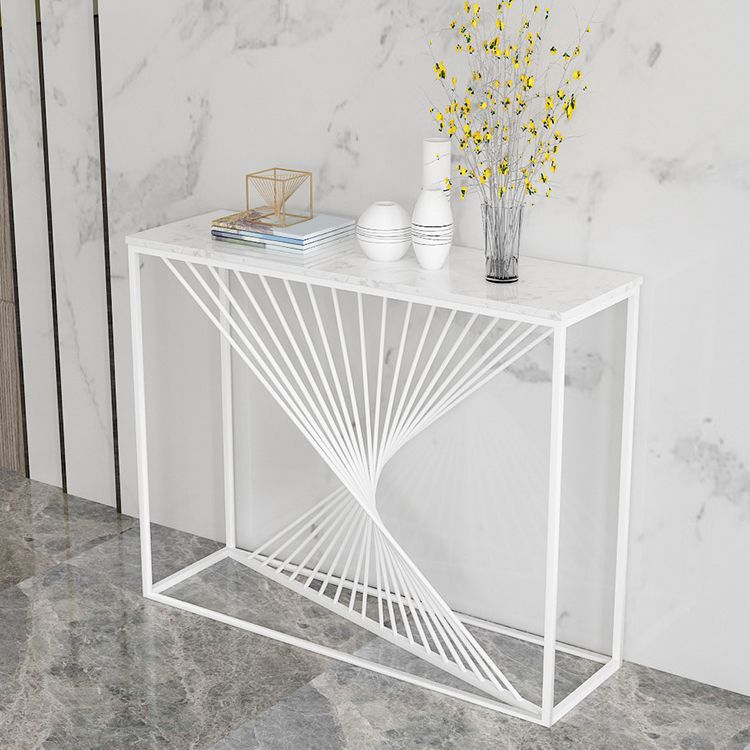 Contemporary Console Accent Table Antique Finish Console Sofa Table in Marble