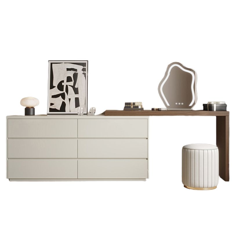 Contemporary With Drawer Solid Wood Mirror White Bedroom Make-up Vanity