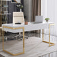 Escritorio con 1 cajón, escritorio de oficina rectangular Glam, madera artificial