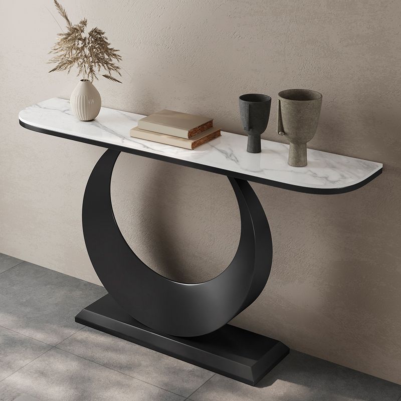 Modern Console Table Stone Half Moon End Table , 11.81-inch Wide