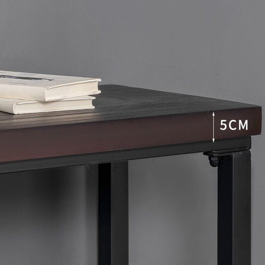 Tavolo da bistrot top in legno rettangolo tavolo da pub industriale con base di cavalletto in nero