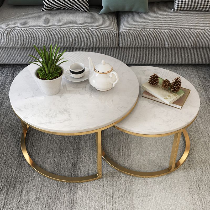 Frame Glam Simple Coffee Table Marble Round Cocktail Table Set Clearhalo 'Coffee & Accent Tables' 'Coffee Tables' 'coffee_tables' 'furn' 'furn_coffee_tables' 'Furniture' 'Living Room Furniture' 1200x1200_1725941b-34f2-44df-9f4c-97e3b96baa5e