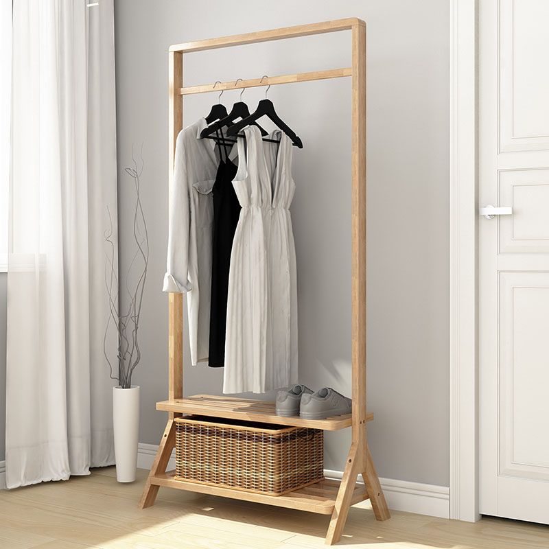 Contemporary Style Coat Hanger Double Shelves Solid Wood Coat Rack for Living Room Clearhalo 'Entry & Mudroom Furniture' 'furn' 'furn_hall_tree_coat_racks' 'Furniture' 'Hall Trees & Coat Racks' 'hall_tree_coat_racks' 1200x1200_1725da9c-a189-4828-91ca-e54521ed2ac0