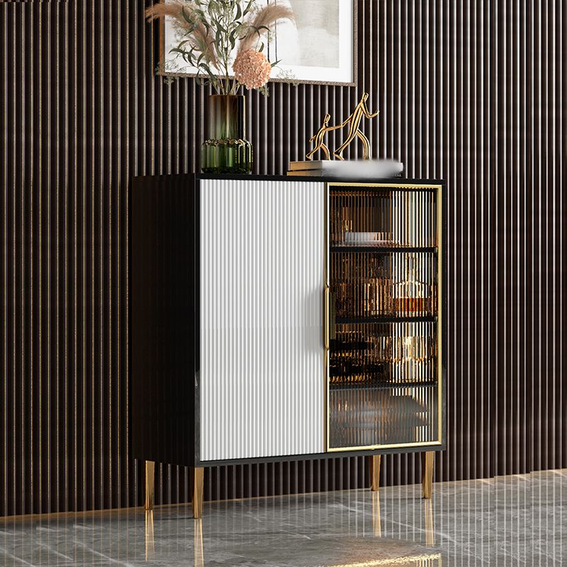 Gabinetto del server glam in legno di porta di vetro con spazio per la sala da pranzo