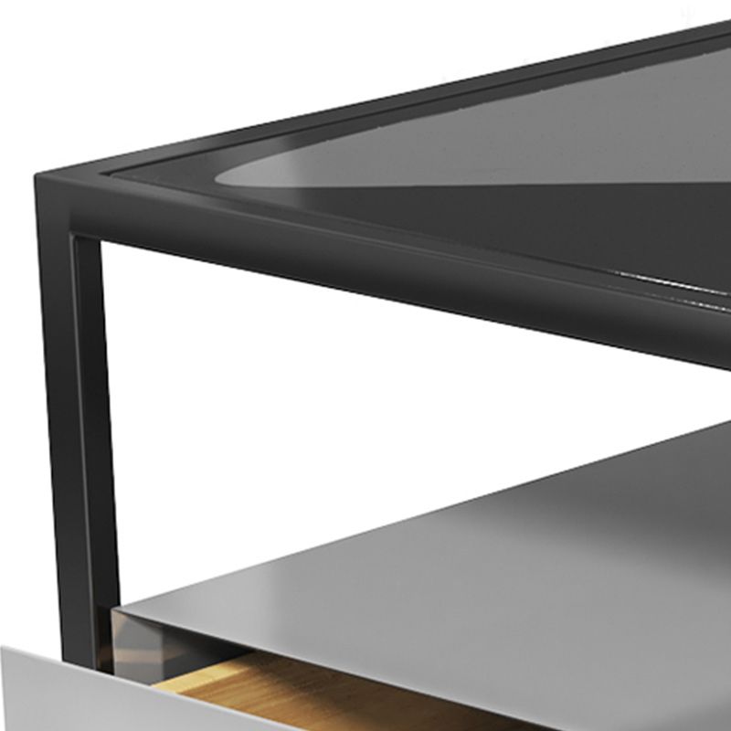 Table de nuit de 21 pouces H ouverte étagère en verre métallique en métal incluse la table de chevet