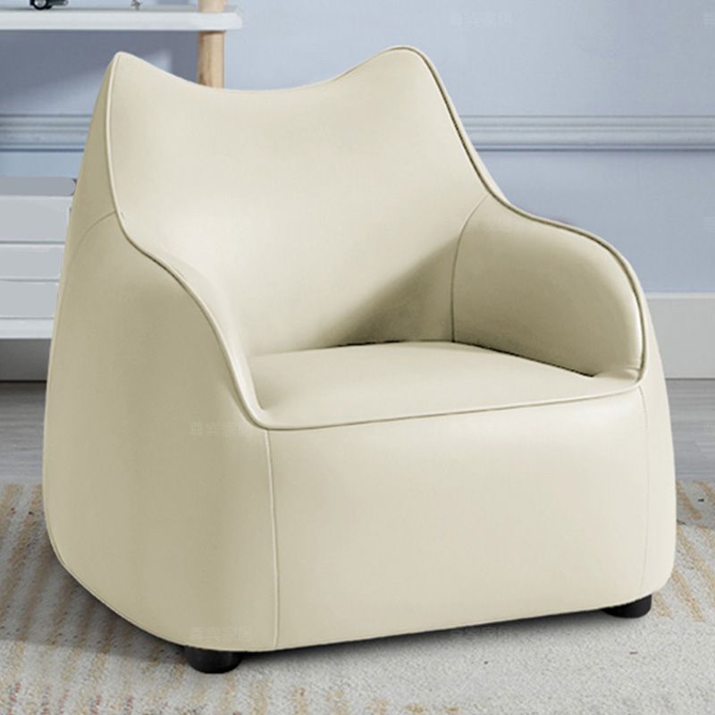 Modern Barrel Chair Genuine Leather Chair with Black Legs for Bedroom Clearhalo 'Accent Chairs' 'accent_chairs' 'Chairs & Seating' 'furn' 'furn_accent_chairs' 'Furniture' 'Living Room Furniture' 1200x1200_17289712-db7c-4da4-8cb0-a17edc995097