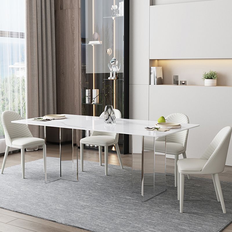 Modern White Dining Table Rectangle Sintered Stone Dining Table with Acrylic Legs Clearhalo ' dining_table' 'Dining Tables & Seating' 'Dining Tables' 'furn' 'furn_dining_table' 'Furniture' 'furniture_dining_table' 'Kitchen & Dining Furniture' 'kitchen&dining_furn' 'kitchen' 'kitchen_dining_table' 1200x1200_1728f7f3-b30f-4536-a919-67470c712c69